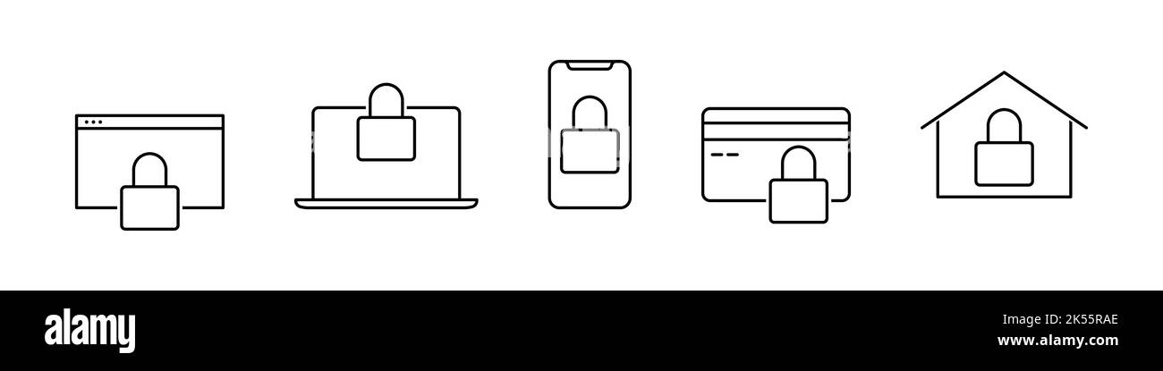 Verrouiller le jeu d'icônes de votre terminal Illustration de Vecteur