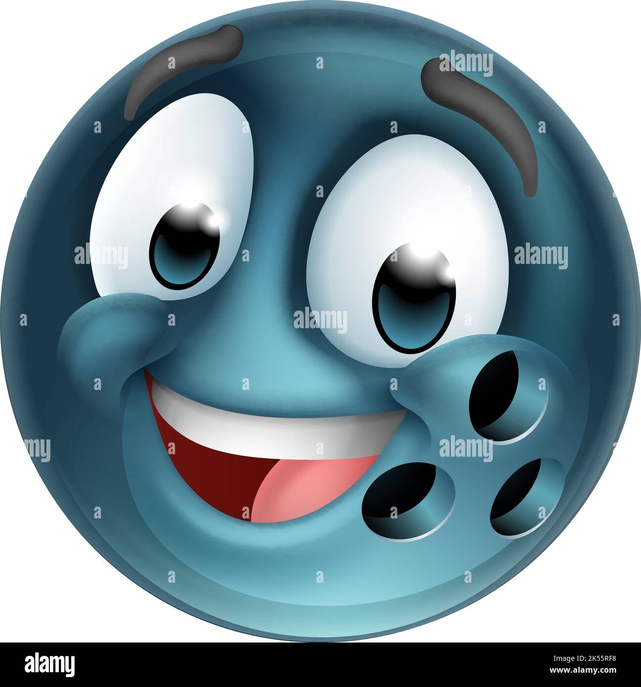 Boule de bowling Emoticon face Emoji icône de dessin animé Illustration de Vecteur