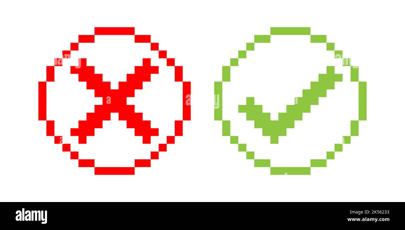 Cochez les icônes pixel art Illustration de Vecteur
