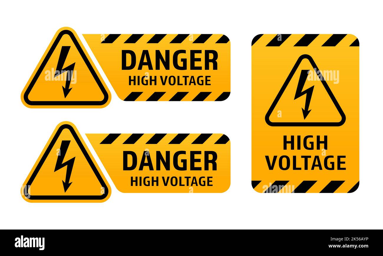 Signes de haute tension. Danger d'électricité. Symboles de vecteur de danger isolés sur fond blanc EPS 10 Illustration de Vecteur