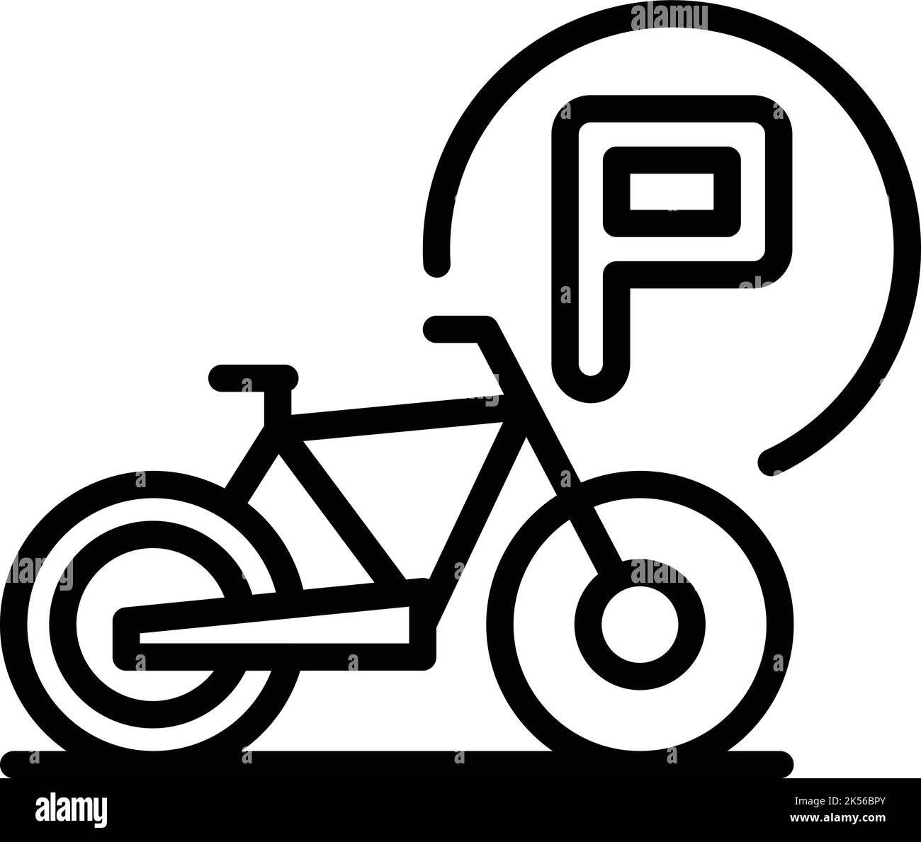 Vecteur de contour d'icône de vélo de stationnement. Place du sport. Station de rack Illustration de Vecteur