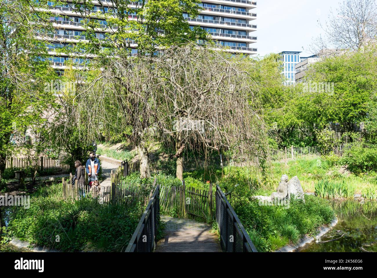 Centre de Bruxelles, région de la capitale de Bruxelles - Belgique - 05 01 2021 - plantes vertes et végétation dans le parc Maximilien Banque D'Images