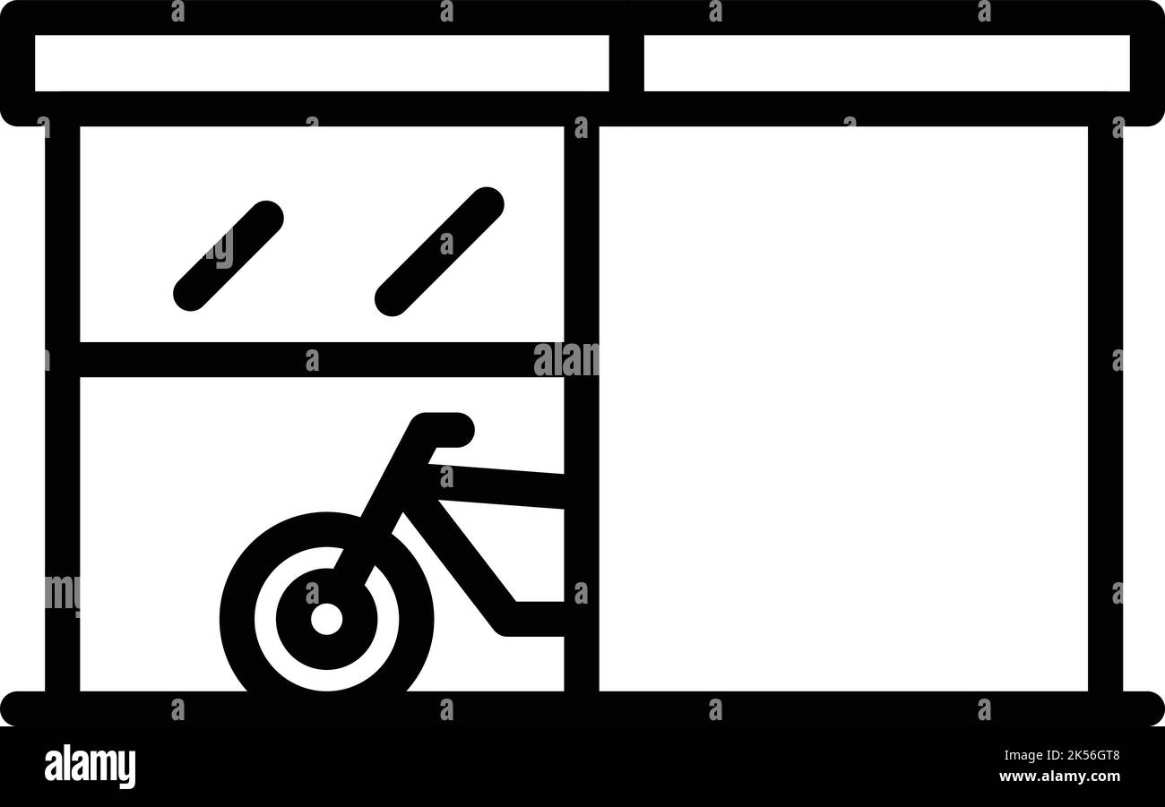 Vecteur de contour d'icône de vélo de rue. Parking pour vélos. Endroit de la zone Illustration de Vecteur