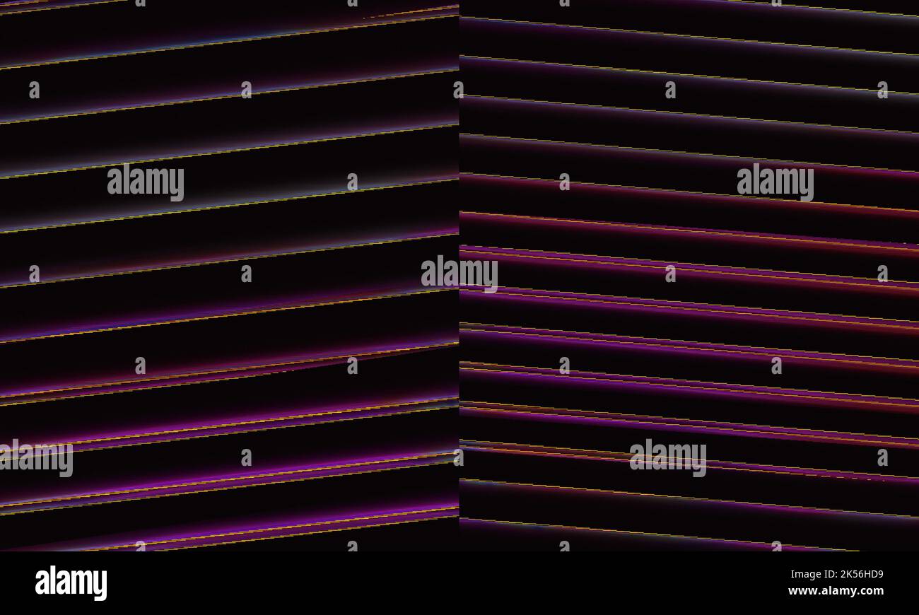 Lignes de pixels colorées. Motif graphique numérique abstrait avec effet de grésillement sur fond noir Banque D'Images
