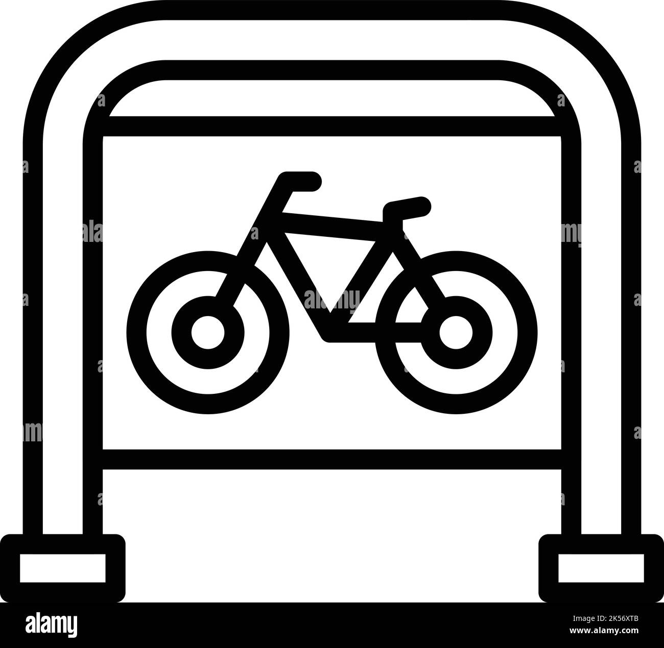 Zone de stationnement de vélo place icône contour vecteur. Parking. Trajet du statif Illustration de Vecteur