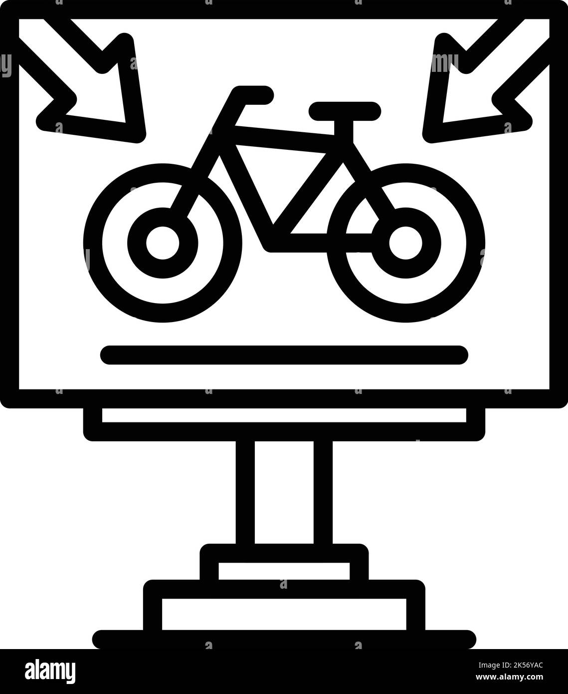 Vecteur de contour de l'icône de bannière de vélo. Parking pour vélos. Aire de stationnement Illustration de Vecteur