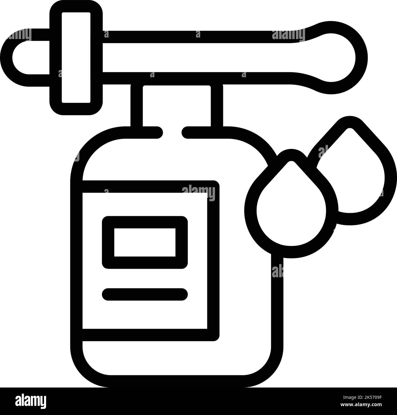 Vecteur de contour d'icône de crème de distributeur. Noix de coco à usage cosmétique. Savon de lait Illustration de Vecteur