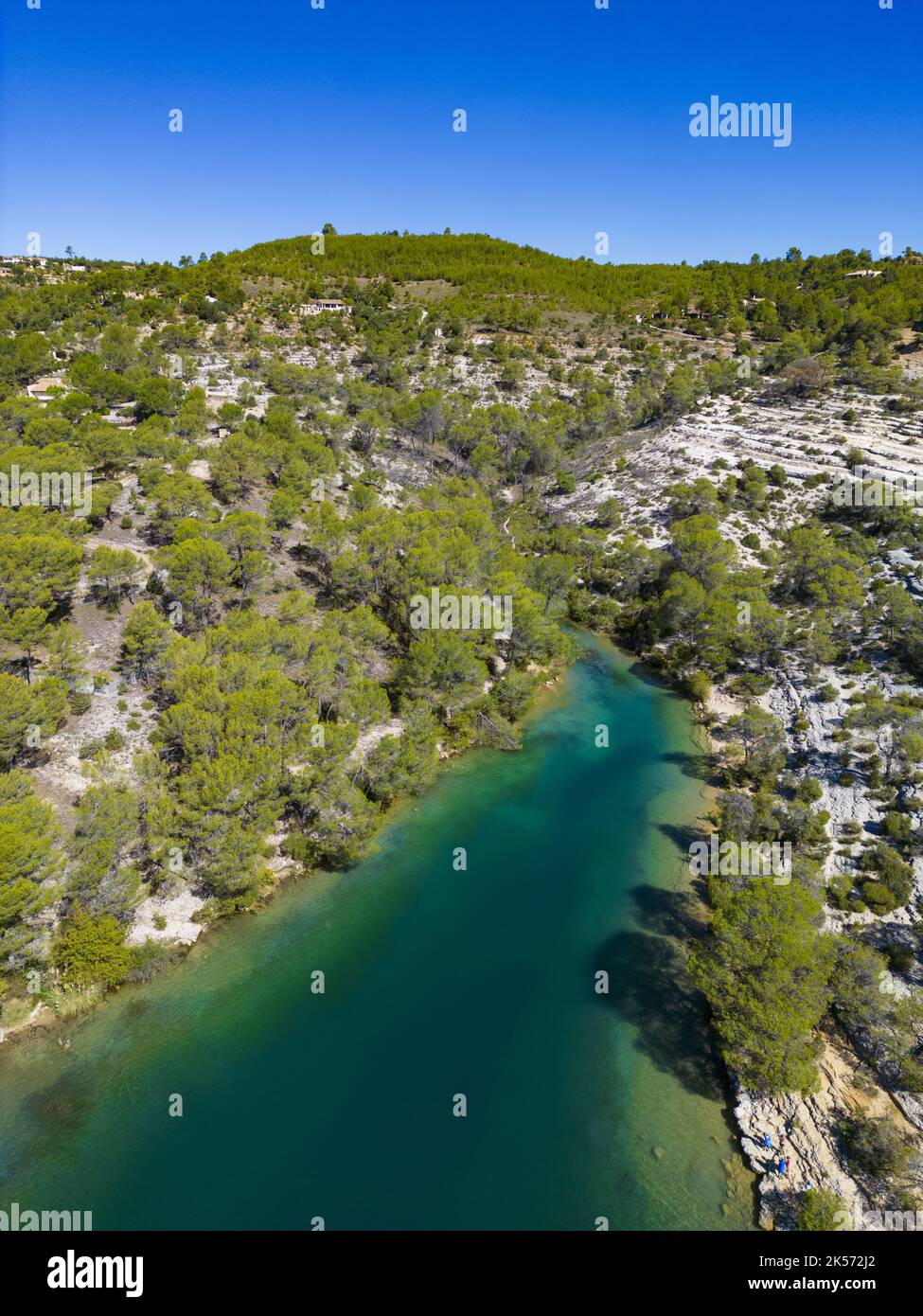 France, Alpes de Haute Provence, Esparron de Verdon, le lac d'Esparron (vue aérienne) Banque D'Images