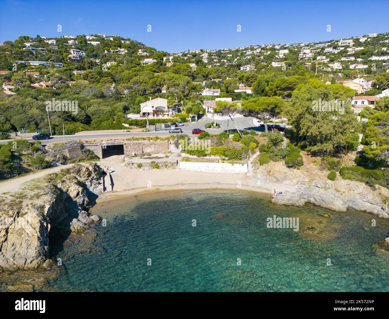 France, Var (83), Roquebrune sur Argens, les Issambres, tardieu creek (vue aérienne) Banque D'Images
