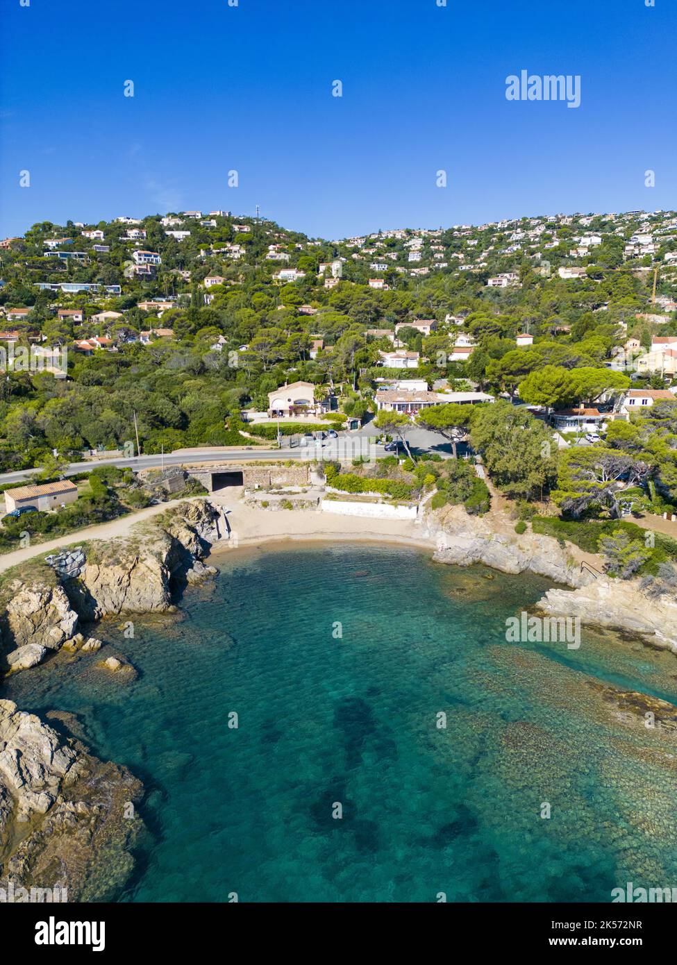 France, Var (83), Roquebrune sur Argens, les Issambres, tardieu creek (vue aérienne) Banque D'Images