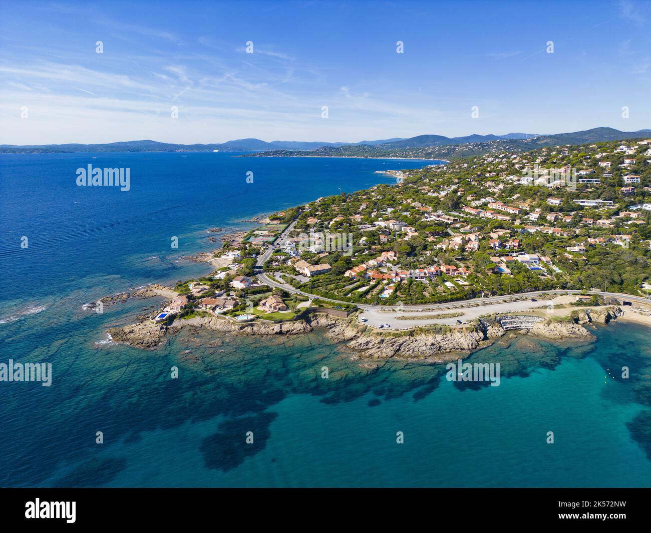 France, Var (83), Roquebrune sur Argens, les Issambres, Pointe des Issambres (vue aérienne) Banque D'Images