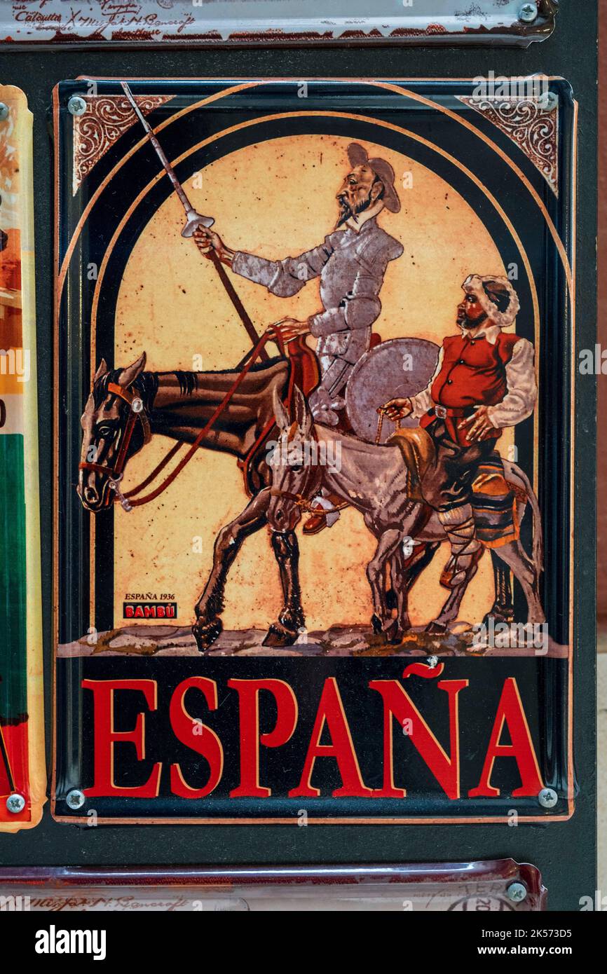 Espagne, Andalousie, Costa del sol, Malaga, panneau, Don Quichotte Banque D'Images