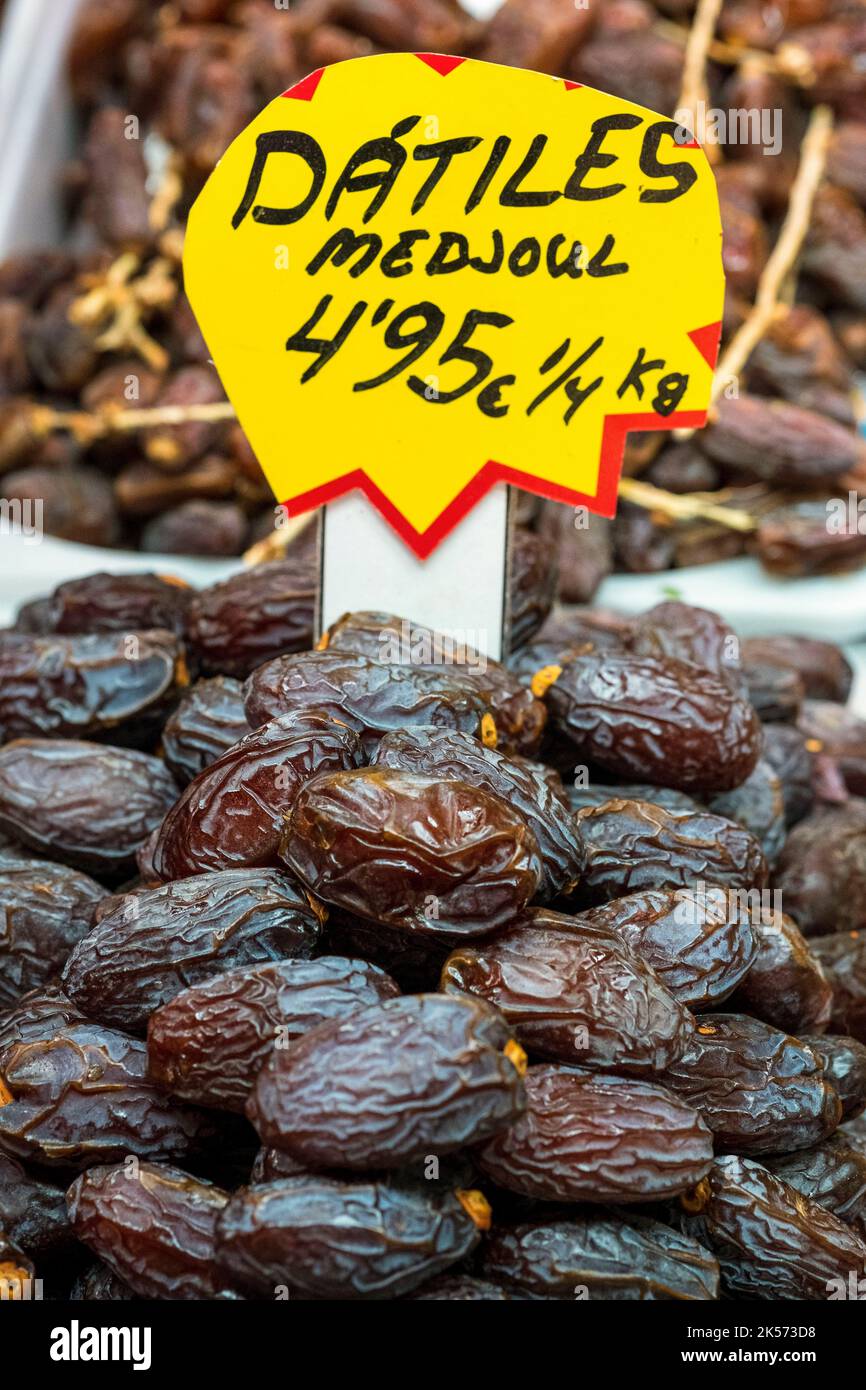 Espagne, Andalousie, Costa del sol, Malaga, marché Atarazanas, dates Banque D'Images