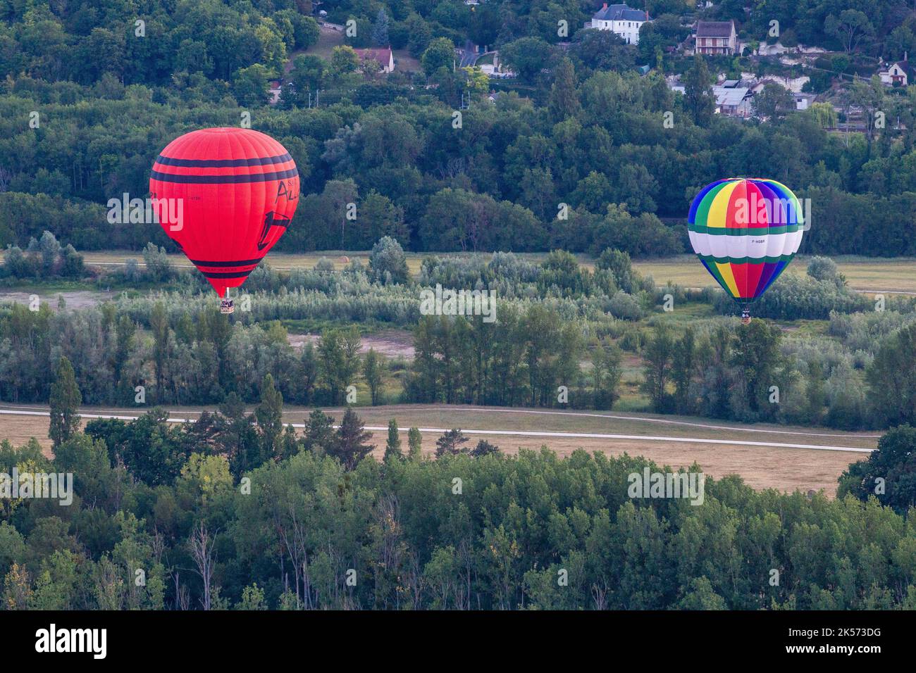 France, Loir-et-cher, Saint-Julien-de-Chédon, à partir d'une montgolfière avec l'opérateur Touraine Terre d'Envol (vue aérienne) Banque D'Images
