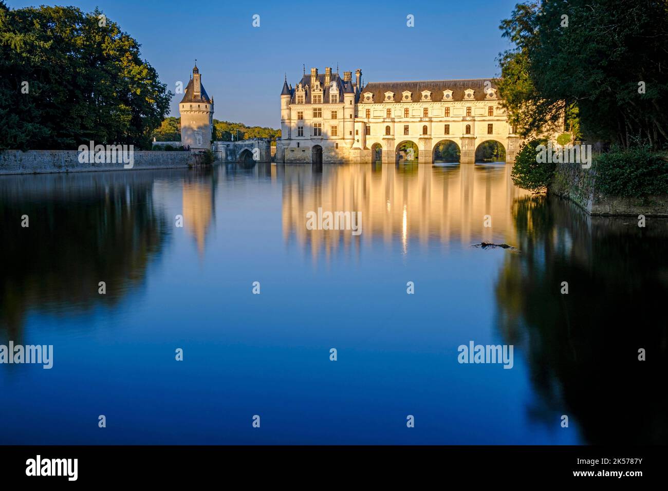 France, Indre et Loire, Vallée de la Loire, Château de Chenonceau sur la liste du patrimoine mondial de l'UNESCO, construit entre 1513 et 1521 dans le style Renaissance, sur le cher Banque D'Images