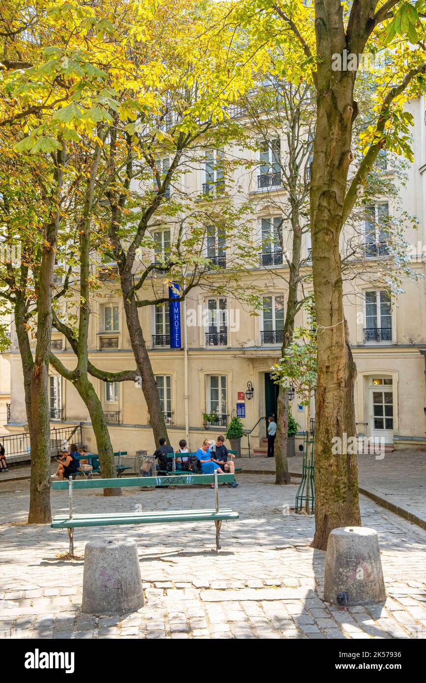 France, Paris, quartier de Montmartre, place Emile Goudeau, Picasso y vivaient Banque D'Images