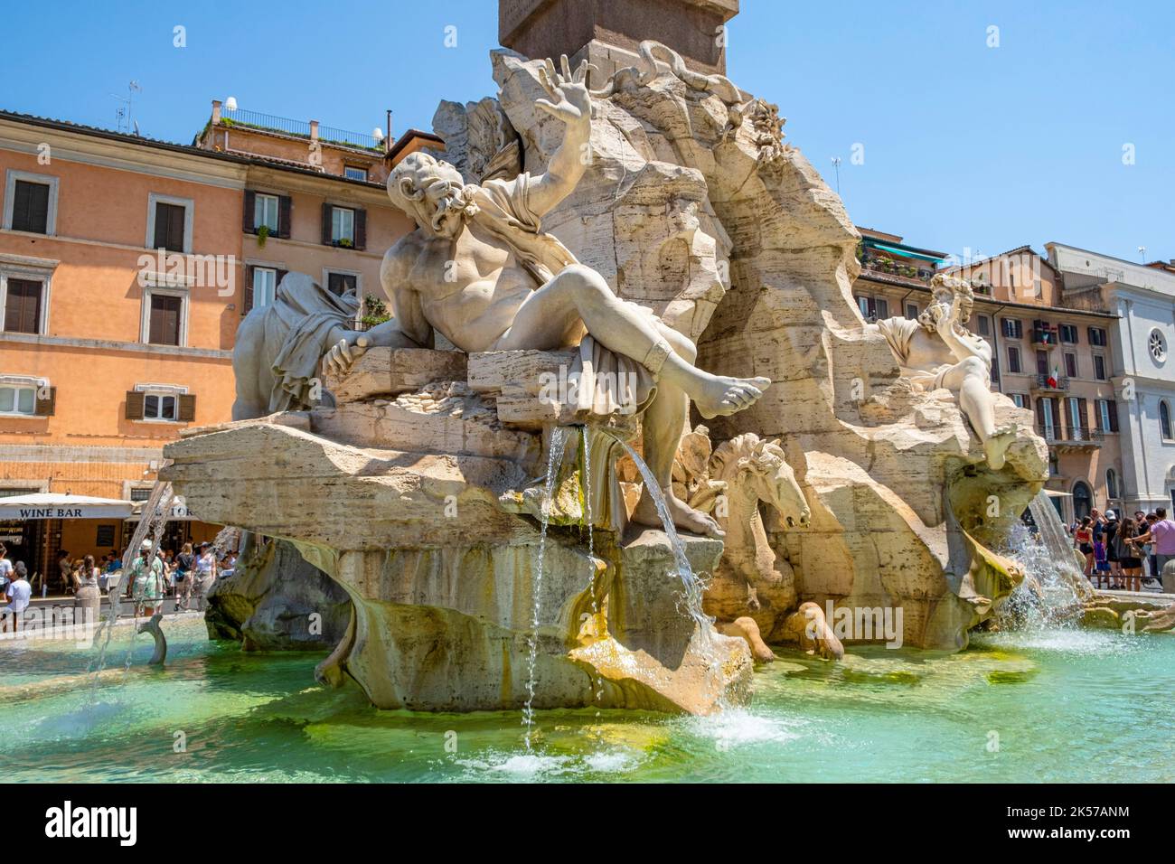 Italie, Latium, Rome, centre historique classé au patrimoine mondial de l'UNESCO, Piazza Navona (Piazza Navona), Fontaine des quatre fleuves Banque D'Images