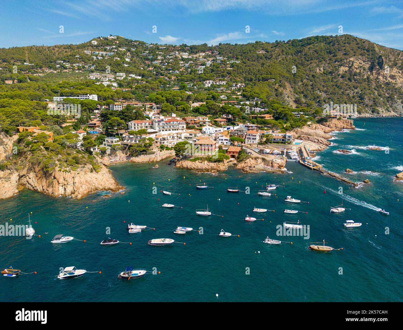 Espagne, Catalogne, Costa Brava, Begur, port de Fornells (vue aérienne) Banque D'Images