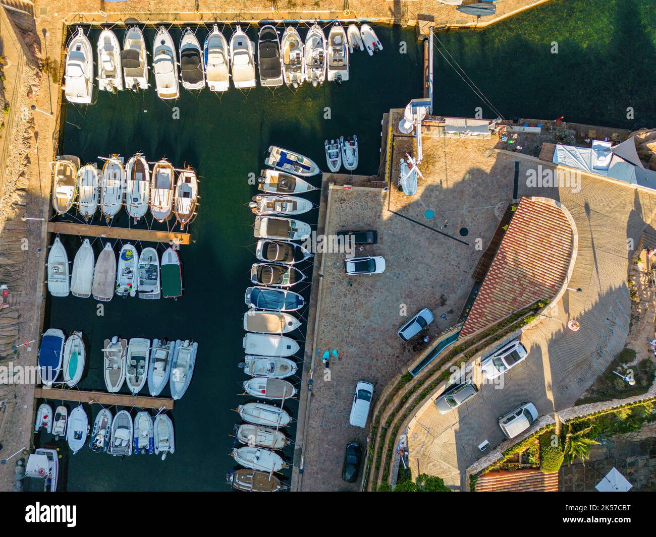 Espagne, Catalogne, Costa Brava, Begur, port de Fornells (vue aérienne) Banque D'Images