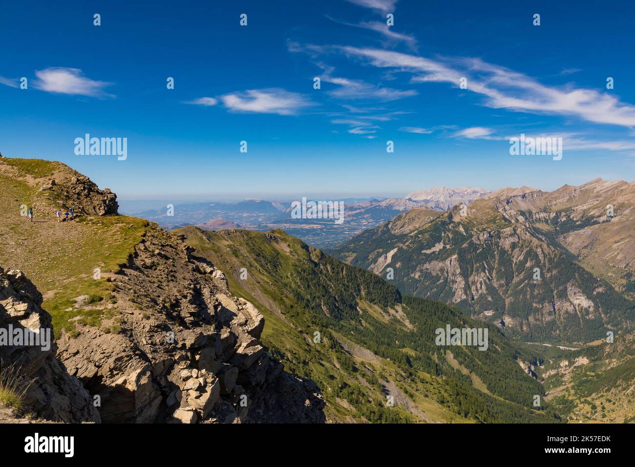 France, Hautes Alpes, Orcières, Vallée de Tourond depuis le sommet de Drouvet Banque D'Images