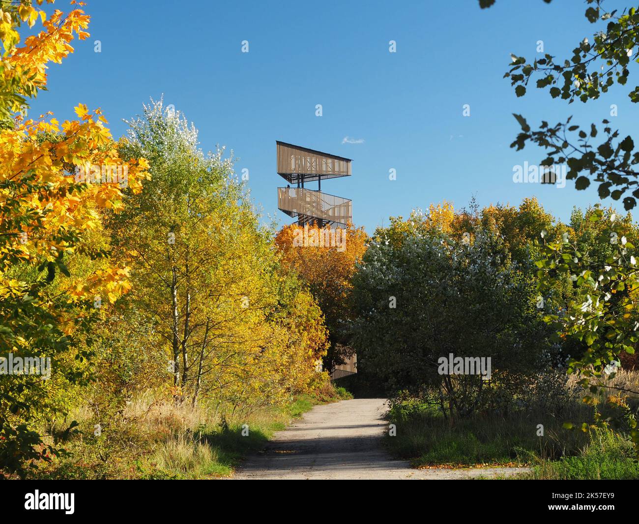 Observation / Tour de la vue dans le parc Szachty à Poznan, Pologne Banque D'Images