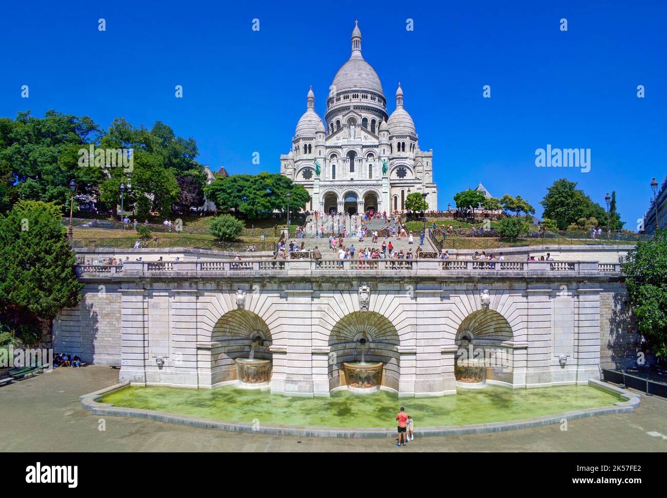France, Paris, la basilique du Sacré-coeur à Montmartre Banque D'Images