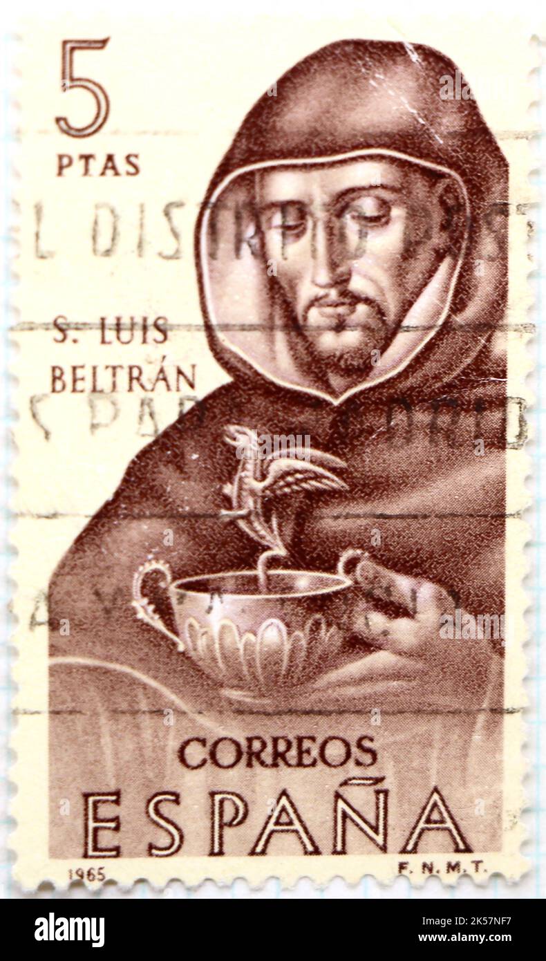 Photo d'un timbre-poste espagnol dominicaine Saint Luis Beltrán Explorers et colonisateurs de l'Amérique (VI) série 1965 Banque D'Images