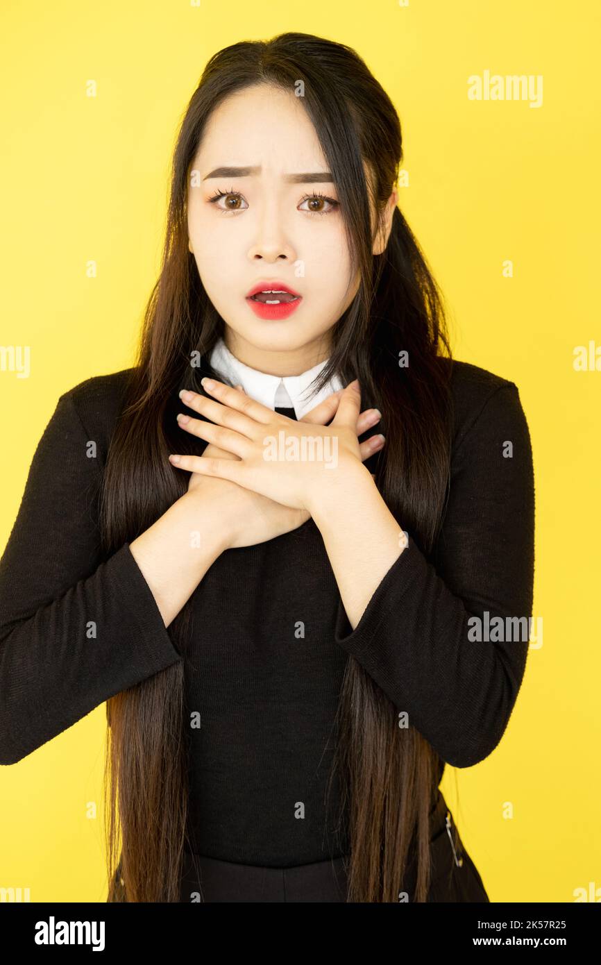 femme surprise expression omg choqué émotion Banque D'Images