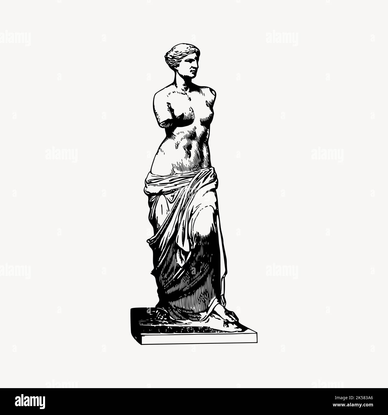 Statue de la déesse grecque venus, vecteur de dessin vintage. Illustration de Vecteur