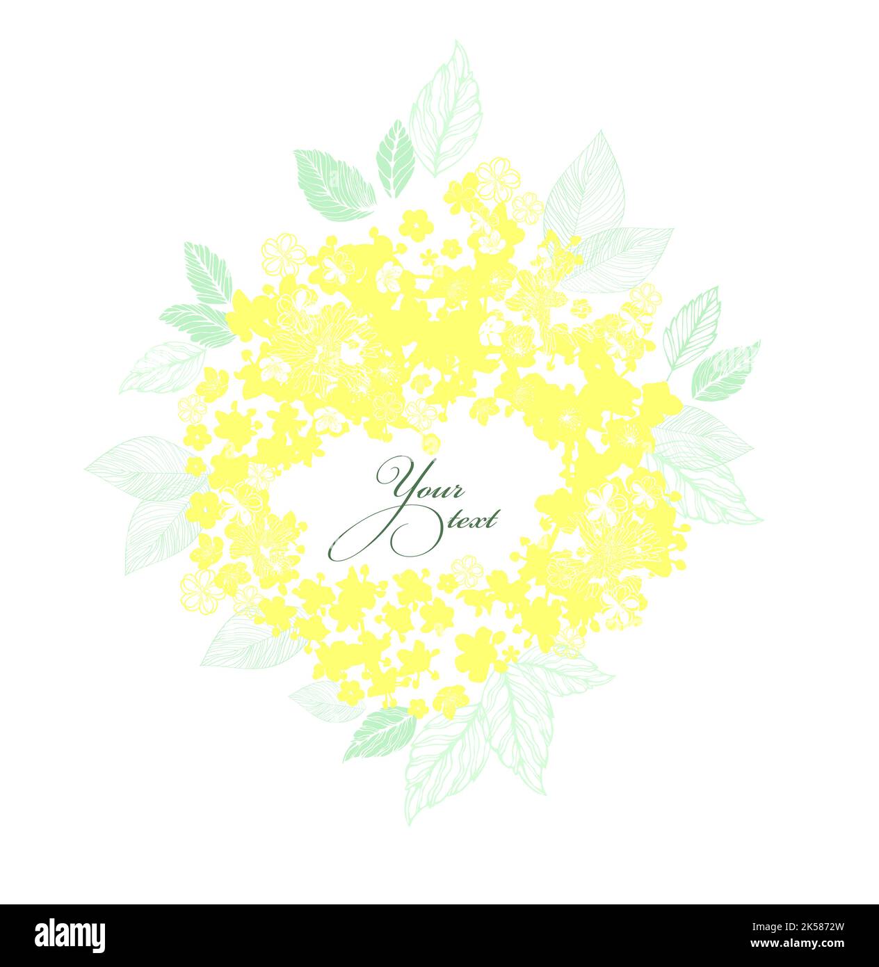 Cadre rond avec fleurs jaunes et papillons. Illustration vectorielle Illustration de Vecteur