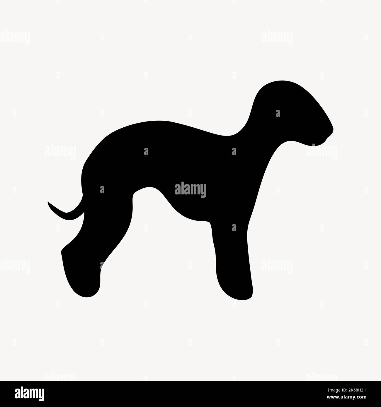 Posture du chien Bedlington Terrier, illustration animale en vecteur noir. Illustration de Vecteur