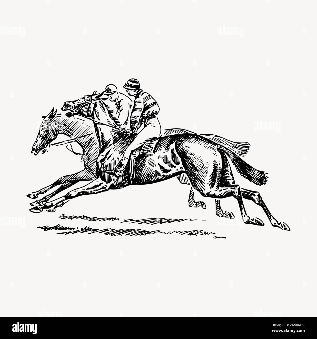 Dessin de courses hippiques, vecteur d'illustration de chevaux vintage. Illustration de Vecteur