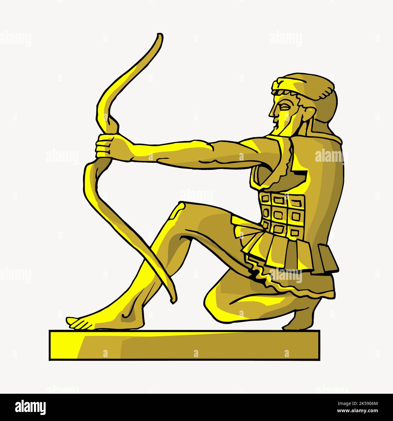 Statue de l'archer grec en forme de clipart, vecteur d'illustration doré. Illustration de Vecteur
