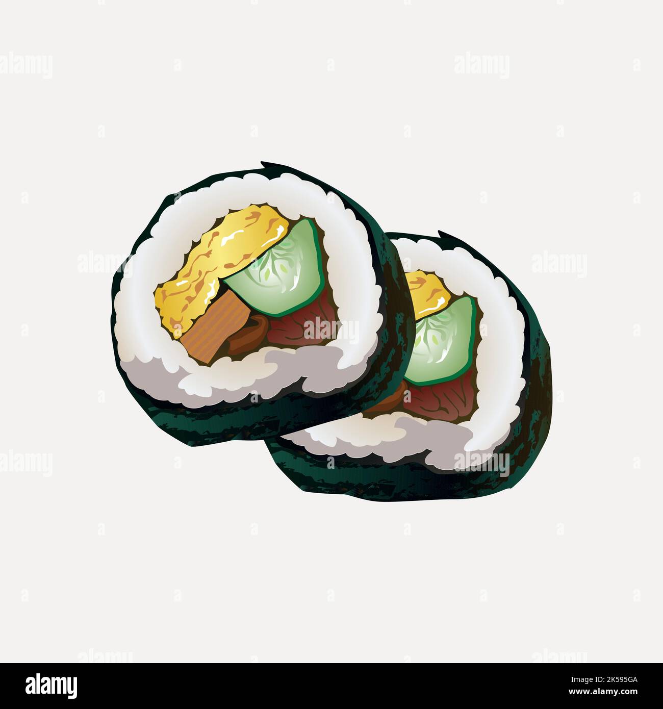 Clipart de gimbap coréen, vecteur d'illustration alimentaire asiatique. Illustration de Vecteur