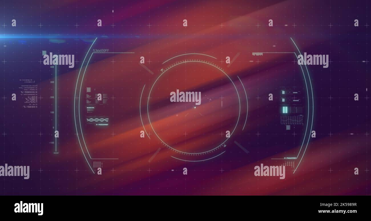 Illustration d'un radar avec interface graphique et d'une lentille sur fond abstrait Banque D'Images