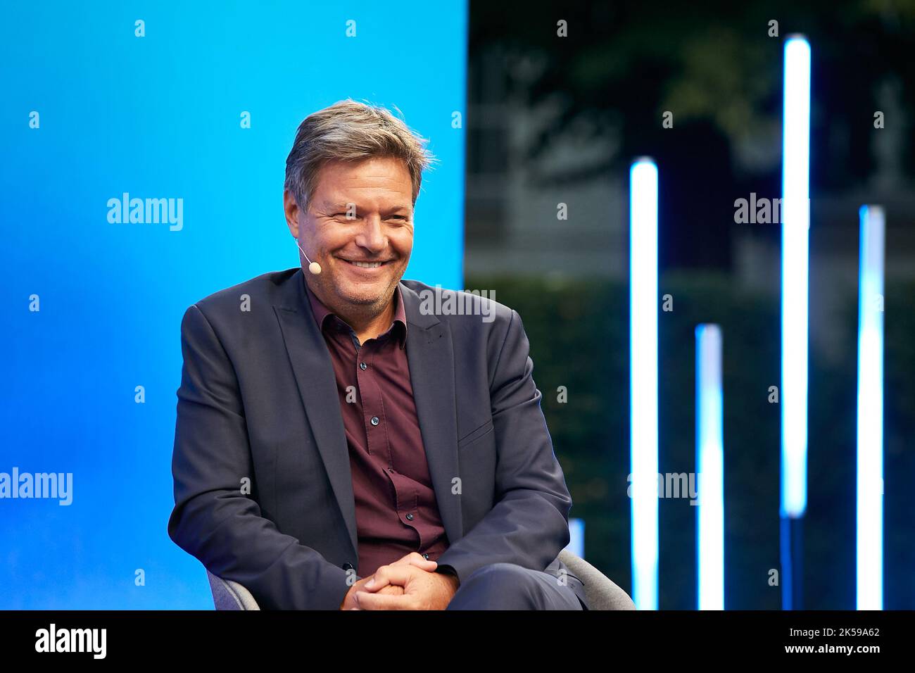 29.08.2022, Allemagne, Berlin, Berlin - le ministre fédéral de l'économie Robert Habeck lors de l'événement parle de transformation au ministère fédéral de l'économie Banque D'Images