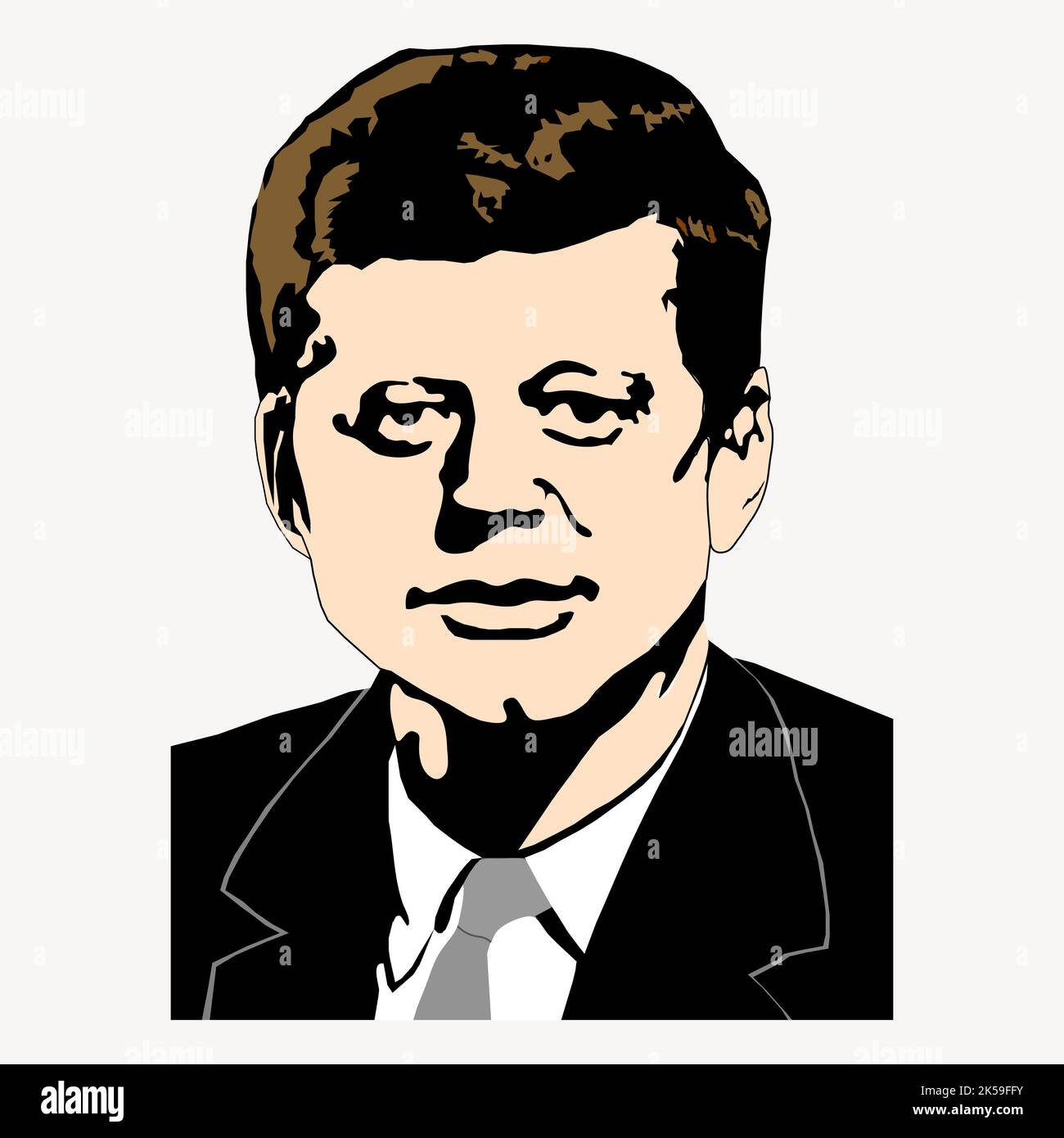 John F. Kennedy clipart, vecteur du portrait du président américain. Illustration de Vecteur