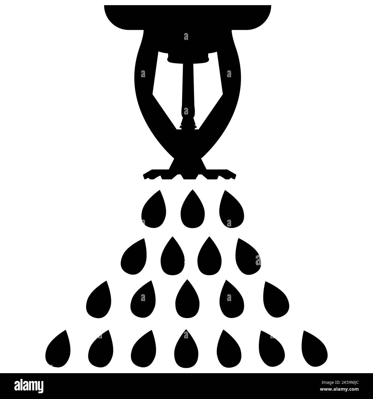 Extincteur automatique à incendie pour icône d'incendie sur fond blanc. Panneau du pulvérisateur d'eau. Système de gicleurs d'incendie. Symbole de l'extincteur. type plat. Banque D'Images