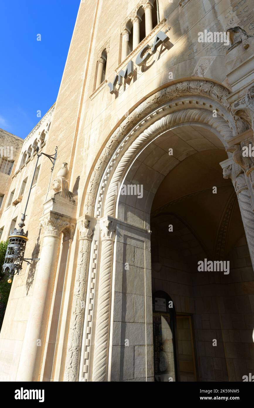 Le bâtiment emblématique du YMCA à Jérusalem, en Israël. Banque D'Images