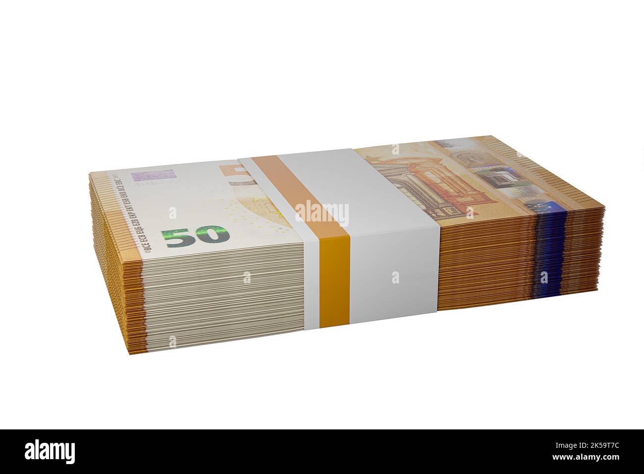 pile de lots de 50 billets en euros piles de fond de 50 billets en euros cinquante euros Banque D'Images