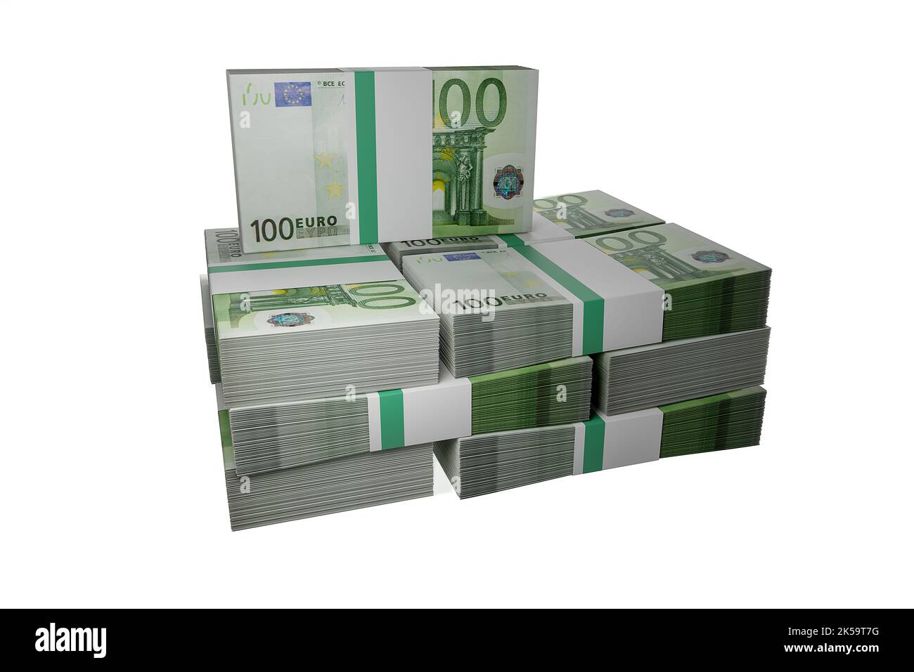 pile de paquets de 100 billets en euros arrière-plan piles de 100 billets en euros cent euros Banque D'Images