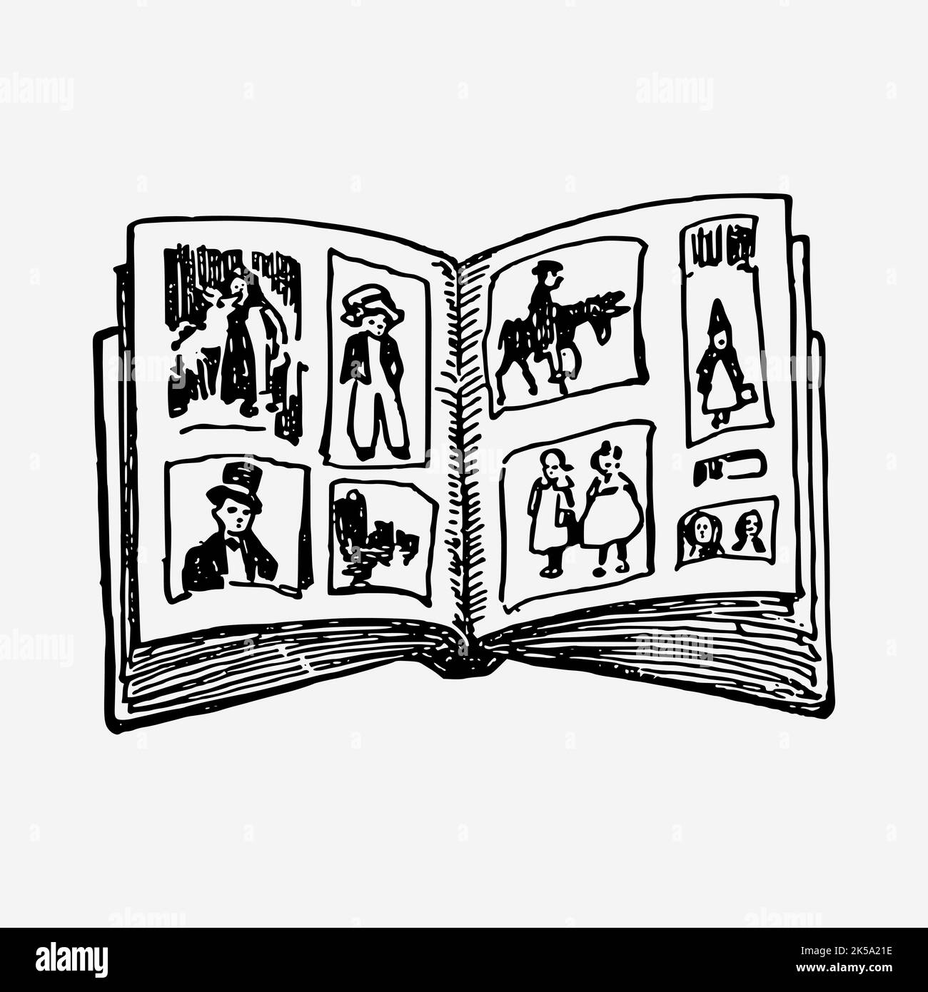 Album clipart, vintage dessin à la main vecteur. Illustration de Vecteur