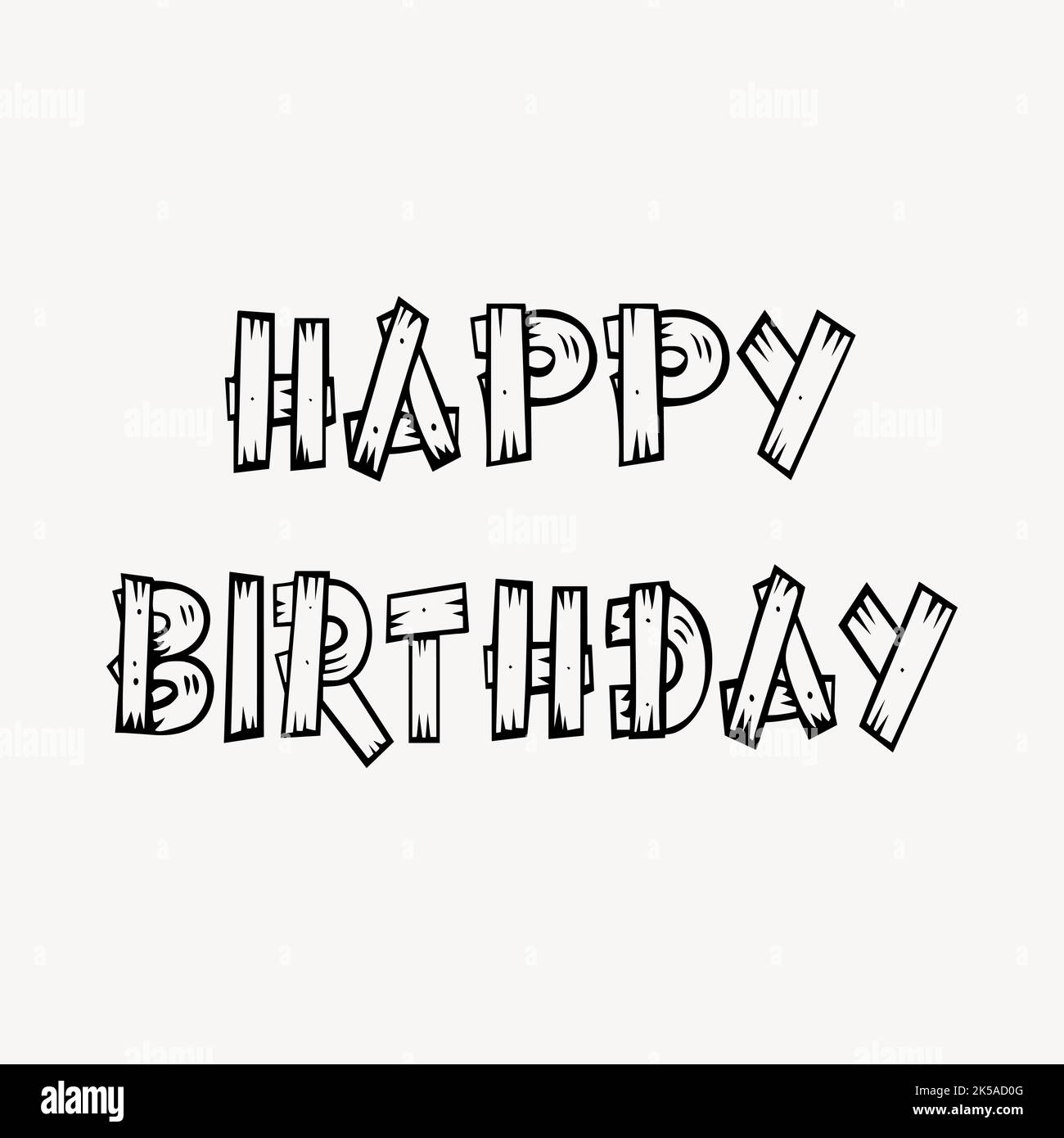 Joyeux anniversaire typographie élément de collage, vecteur d'illustration noir et blanc. Illustration de Vecteur