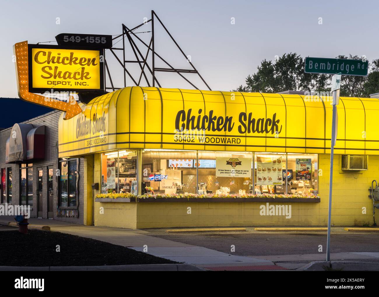 ROYAL OAK, MI/USA - 22 AOÛT 2016 : dépôt historique de poulet Shack, circuit de croisière Woodward Dream. Banque D'Images