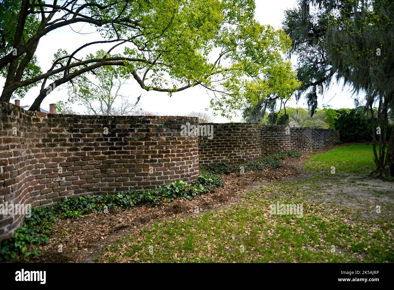 Mur et porte à la plantation Boone Hall à Charleston SC USA Banque D'Images