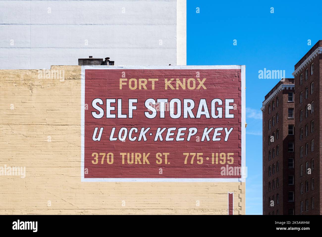 Gros plan du panneau de fort KNOX Self Storage Banque D'Images