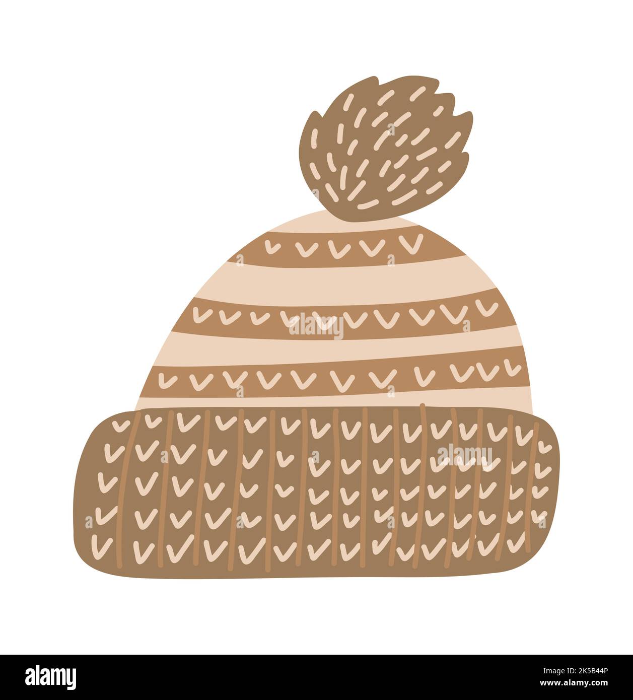 Chapeau en laine d'hiver marron. Dessin de capuchon simple. Illustration vectorielle Illustration de Vecteur