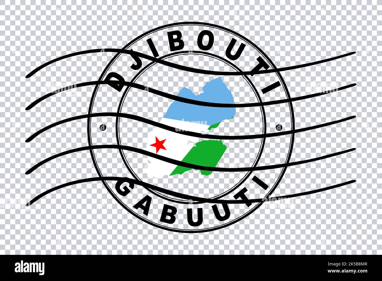 Carte de Djibouti, Timbre de passeport postal, Timbre de voyage, Clipping path Banque D'Images