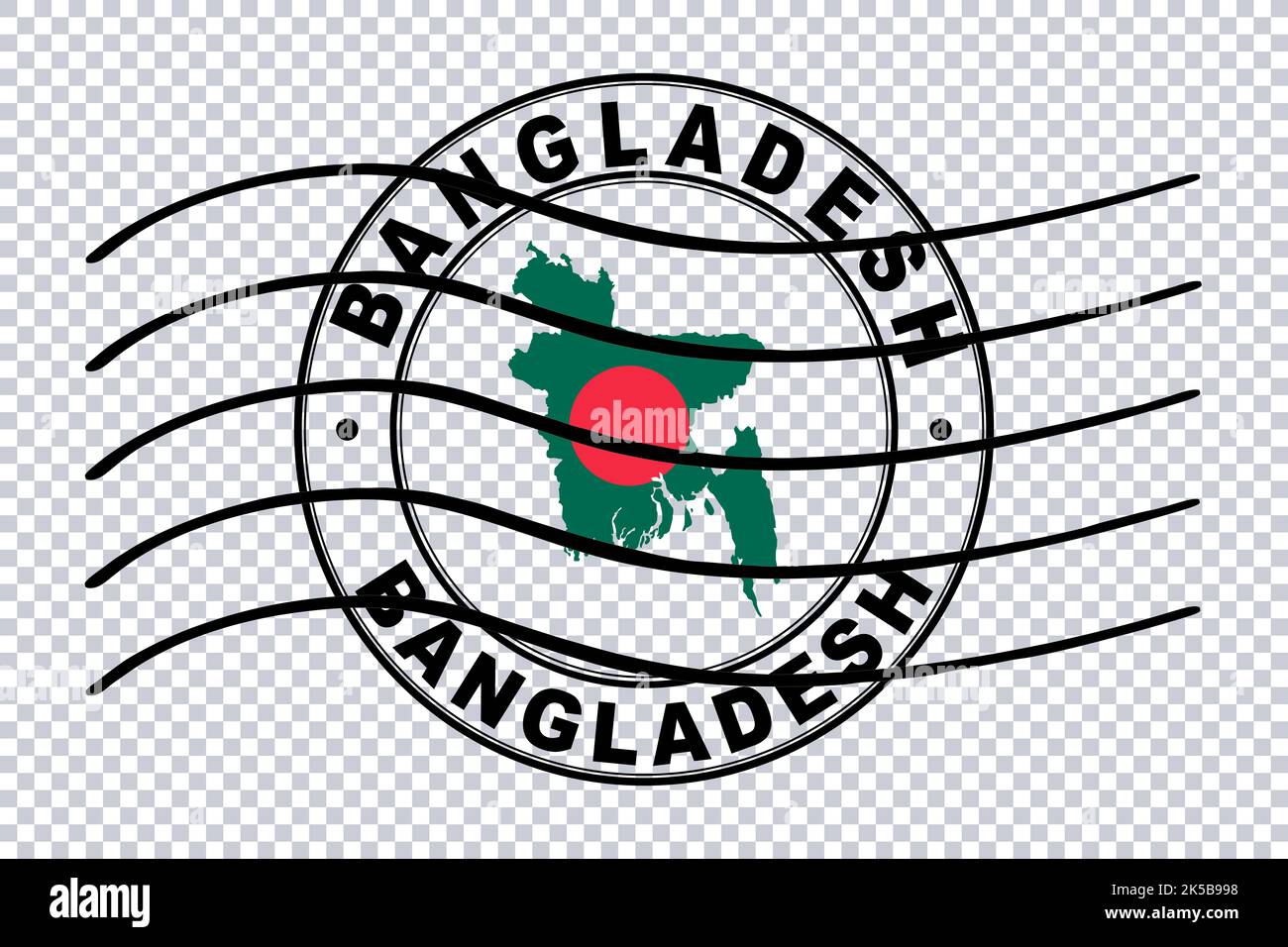Carte du Bangladesh, Timbre de passeport postal, Timbre de voyage, Clipping path Banque D'Images