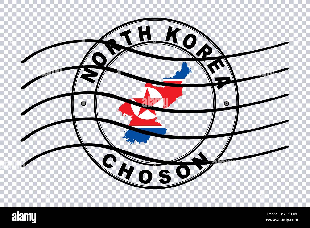 Carte de la Corée du Nord, Timbre de passeport postal, Timbre de voyage, Clipping path Banque D'Images